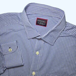 UNTUCKit Shirt Mens Medium Blue Purple White Plaid Performance Nylon Stretch